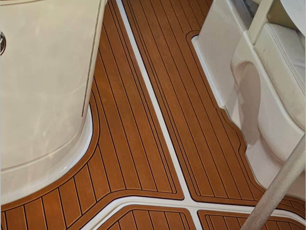 Stylish EVA foam flooring on boat flybridge for a sleek look